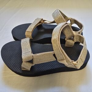 Gold and Black Strappy Sandals
